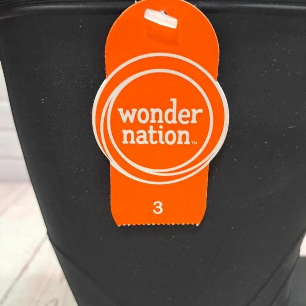 Wonder Nation Youth Boys Black TPE Rubber Lined‎ Slip-on Chore Rain Boots: 1